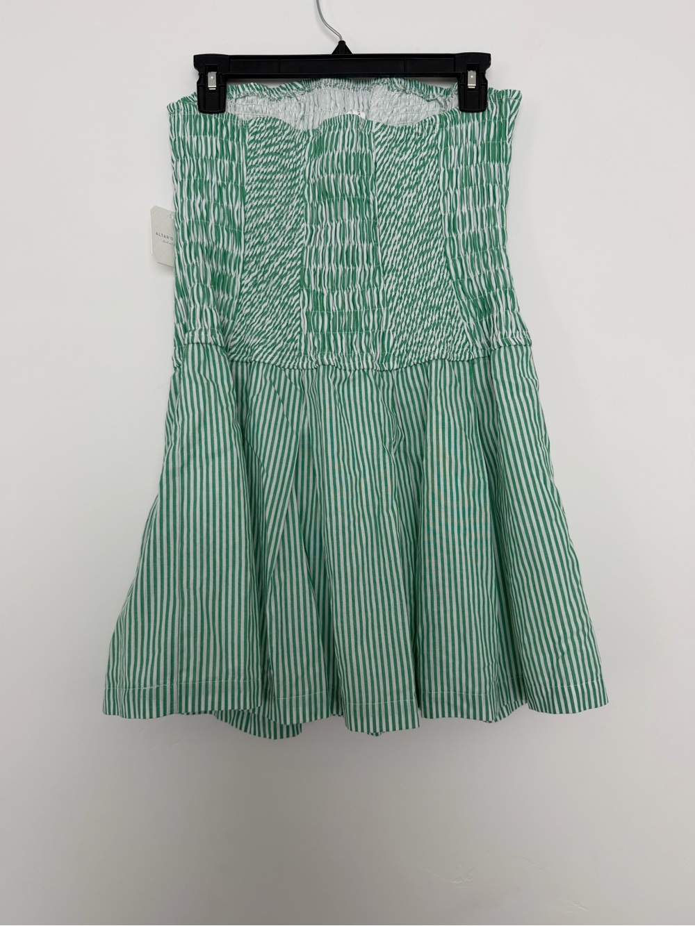 Altar'd State Green and White Striped Smocked Dress